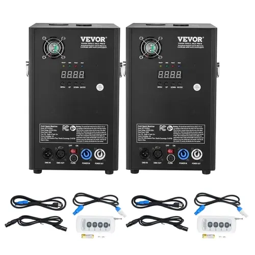 【Fallpicks】VEVOR Cold Spark Machine, 2 Pack 700W Output Fireworks Controllers, 6.6-16.4ft Adjustable Height, with Advanced DMX System,LED Screen,Portable Handle, Aluminum Alloy for Stage DJ Wedding Event,Party