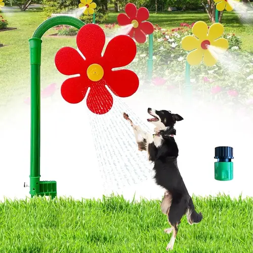Crazy Dancing Floral Sprinkler - Outdoor Play Water Toy for Yard Watering and Entertainment, Dog Playtime, Red Garden Sprinkler