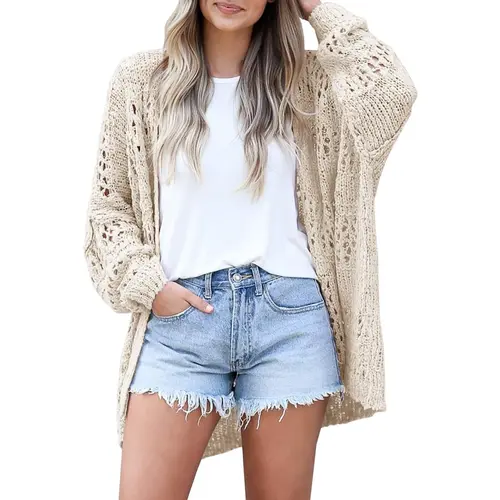 Saodimallsu Women's Knit Cardigan - Long Sleeve Boho Oversized Minimalist Solid Color Open Front Spring Sweaters, Beach Crochet Knitwear Outwear,summerwins summerwins,summeroutfits,vacationoutfits,beachoutfits,back to school,back to school shopping