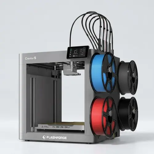 FLASHFORGE Creator 5 4-Toolhead Changer FDM 3D Printer, CoreXY 600mm/s Auto Calibration, 7s FlashSwap, Multi-Color & Multi-Material Printing, Near-0 Waste System, Clean Support Removal,back to school,back to school haul