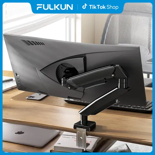 Single Monitor Arm, Gas Spring Desk Mount 17-32", Full Motion VESA 75/100mm, Holds 22lbs, Adjustable Swivel Tilt, Cable Management