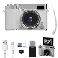 Retro Foldable Screen CCD Digital Camera for Pictures - Compact Pocket-Sized Entry-Level Point & Shoot with 32GB SD Memory Card, Filter Functions for Beginners, Portable