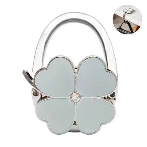 Women's Stylish Folding Bag Hanger - Decorative Foldable Purse Hook with Magnetic Closure, Anti-Slip Grip, Velvet Pouch, Pockets, Minimalist Compact Holder, Lightweight Secure Table Hang for Shopping, Drawers