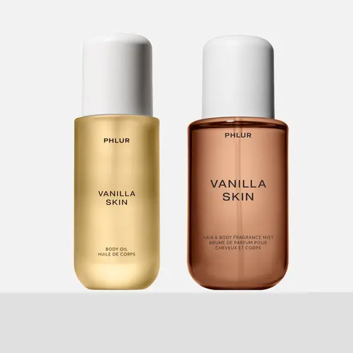 PHLUR Vanilla Skin Body Duo - Body Mist + Body Oil Set with Vanilla, Pink Pepper & Sandalwood (8 fl oz + 4 fl oz)