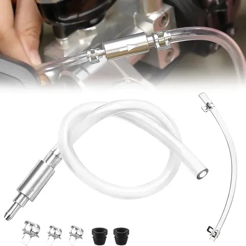 Brake Bleeder Hose Tool Kit - Automotive Maintenance & Car Repair Tools with 1-Way Check Valve, Transparent Tube, Cap Set, Clamps, Superior High Temperature Resistance, Backflow Blocked, Universal for Cars, Motorcycles, Bicycles