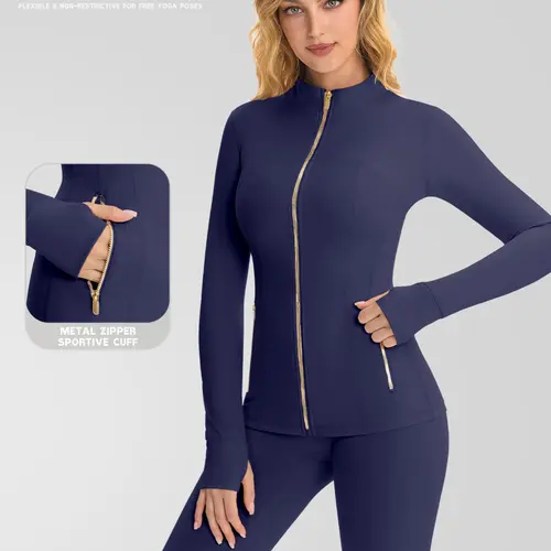 Women's Zipper Jacket, Lightweight High-Quality Long Sleeve Sport Coat, Pocket Design, Ideal for Running, Cycling, Daily Wear, Zippered Sports Jacket