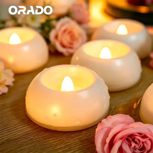 ORADO 12Pcs Water Activated Floating Candles, 2.36" Flameless LED Tea Lights, Waterproof Battery Operated Candles for Pool, Bath, Wedding & Vase Decor
