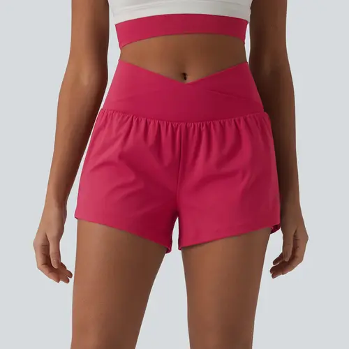 【Creator’s Pick】Halara SoftlyZero Airy Crossover High Waisted 2-in-1 InstantCool Yoga Shorts 3'' with Pockets #BackToSchool