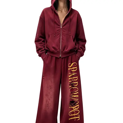 FDR Distressed Washed Wide Leg Sweatpants for Women & Men, Baggy Drawstring Cuff Pants with Letter Print, Vintage Faded Wash Streetwear Joggers  Everyday Casual Pant