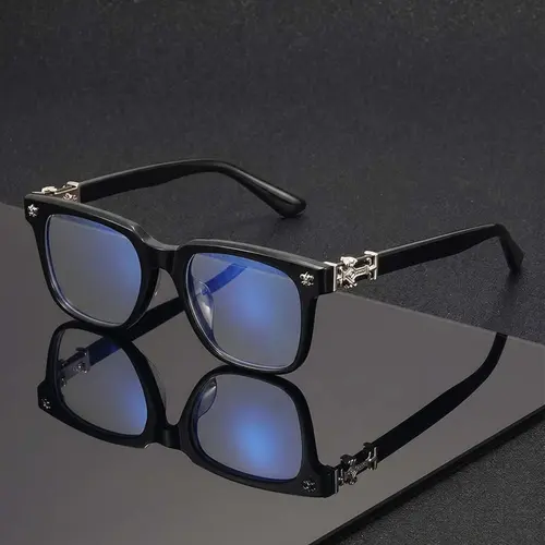 Vintage Square Blue Light Blocking Glasses with Cross Decor, Unisex Casual Daily Fashion Computer Eyewear, Square Frame Eyewear, Trendy Vintage Eyeglasses, Stylish Eyeglasses for Men and Women, Square Frames Eyeglasses