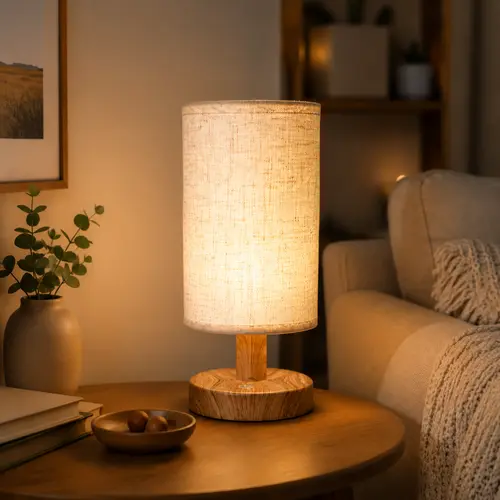 ORADO Modern Cylinder Linen Table Lamp - Minimalist Nightstand Lighting with USB Power, Decorative Atmosphere Light, Mood Lighting for Bedroom Desk, Home Decor & Aesthetic Room Decor Table Lamps