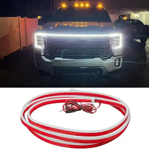 71 Inch Waterproof Car Hood Light Strip, Dynamic Scan Start-Up LED Strip Lights for Car Hood, 12V Flexible Engine Hood Guide Light Bar, Universal Car Accessories for Cars, SUVs, Trucks