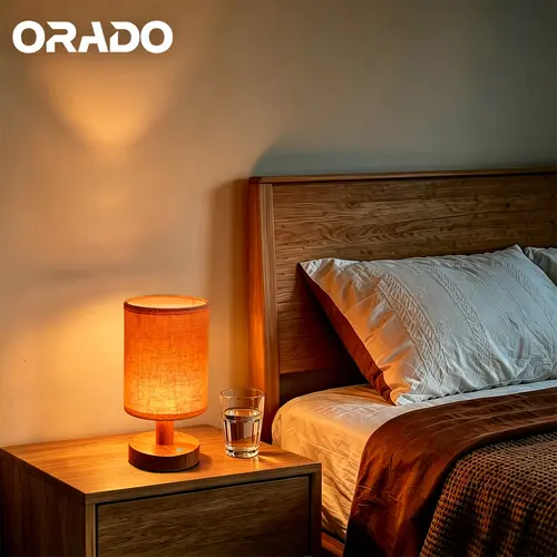 ORADO USB-Powered Cylinder Cloth Desktop Table Lamp, Warm White LED Eye-Caring Fabric-Shaded Atmospheric Ambiance Circular Lamp for Nightstand, Home Office Use, Desktop Table Lamps, Atmospheric Table Lamps