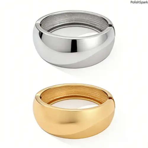 Wide Dome Open Cuff Bangle - Chunky Gold Silver Statement Minimalist Bracelet, Minimalist Bangles, Sports & Outdoor Jewelry Accessories for Summervibes,summerwins,camping essentials tiktokshopbacktoschool