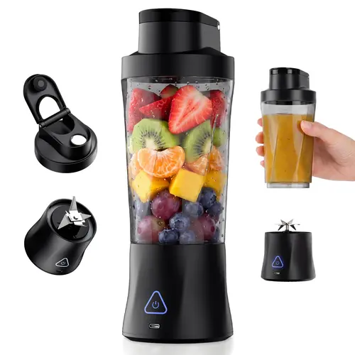 DDZJIAN 20000RPM Portable Blender - 24oz Cordless Smoothie Maker, 3D Vortex Smooth 6-Blade 3D Stirring, USB-C Rechargeable, BPA-Free, Leakproof Removable Jug, ABS, Stainless Steel, Ice Crush, Kitchen Appliances, for Fruit Shakes