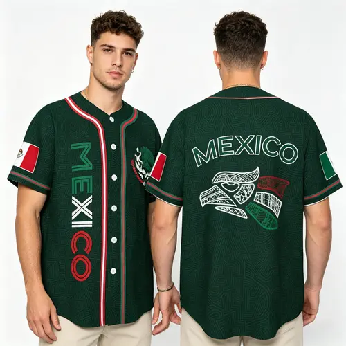 Mexican Full-Print Athletic Jersey Baseball, Short Sleeve Tops with Classic Aztec Calendar Ethnic Totem Design, Stylish Professional Sports Clothing for Game Day Sports Fans #TikTokMadeMeBuyIt