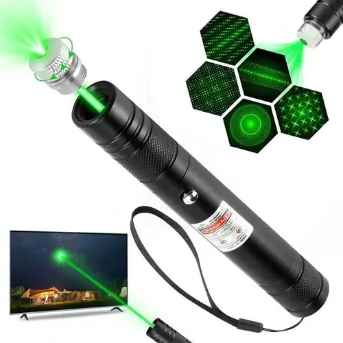 High Power Green Laser Pointer Cat Toy, Removable Star Cap, Long Range Single Pinpoint Mode, Built-in USB Rechargeable Lazer for Astronomy, Hiking, Toys, Portable,back to school