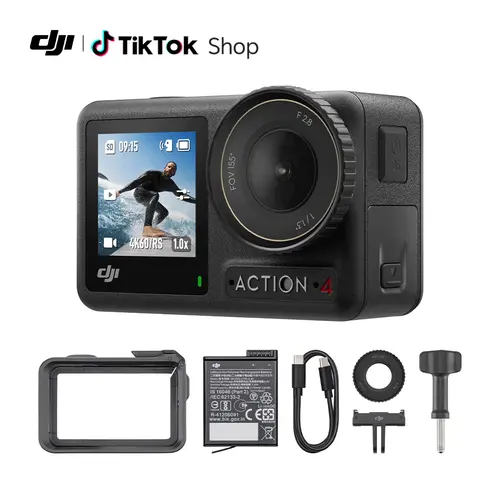 DJI Osmo Action 4 Combo, 4K/120fps Waterproof Action Camera with a 1/1.3-Inch Sensor, Stunning Low-Light Imaging, 10-bit & D-Log M Color Performance, Long-Lasting 160 Mins, Outdoor Camera