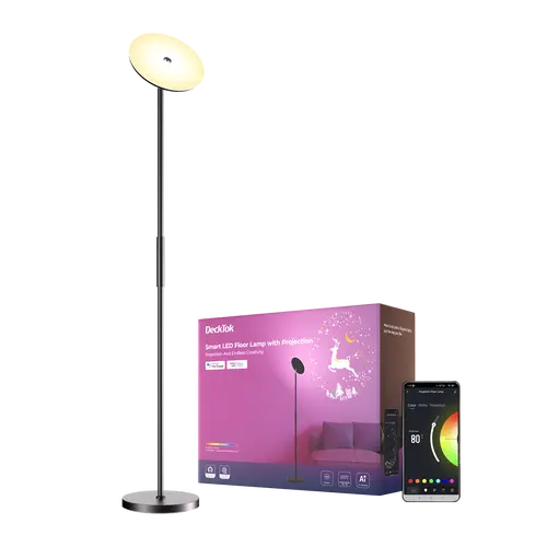 Projection Floor Lamp - 1600LM Illuminating LED Decoration Lamp with RGBWW White/Cool/Dynamic Lights, Adjustable Angle for Bedroom, Living Room
