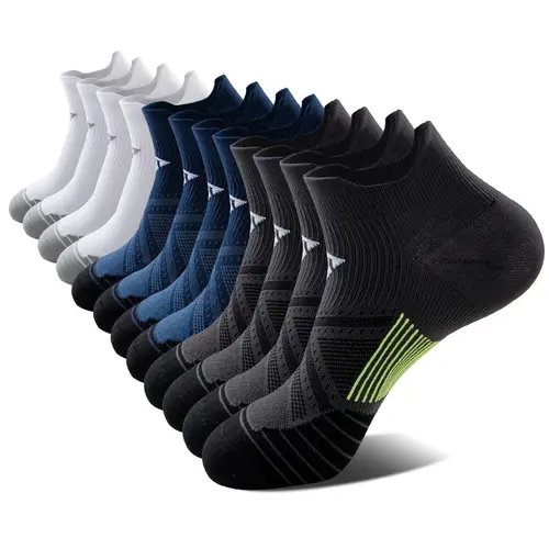 NEXFORMX Men’s Compression Low Cut Socks 6 Pairs Athletic Sports Socks with Targeted Compression Zones Arch Support Moisture-Wicking