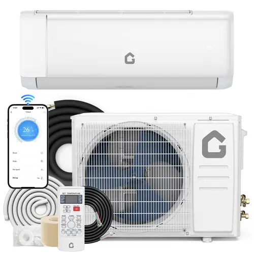 Garvee 9K/12K/18K/24K BTU Ductless Mini Split Central Air Conditioner & Heat Pump - 21 SEER2 Inverter System - WiFi, Dehumidifier, Quiet, Energy Efficient - 230V - Remote & Installation Kit - Rooms Up to 1,250 Sq. Ft.