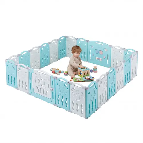 [SummerWins] ALBOTT 14/18/22 Panel Baby, Fence Kid Playpen, Play Yard, Foldable Kids Safety Activity Center Playard Safety Lock Gate, Adjustable Shape, Portable Design for Indoor and Outdoor