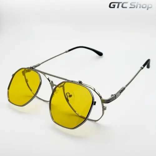 Vintage Square Flip-Up Sunglasses for Men, Retro Steampunk Metal Frame Eyewear with Adjustable Flip Lens, Funky Unique Sports Outdoor Accessories, Guys Gifts Cool Gifts for Men, Vintage Square Sunglasses, Men's Sunglasses