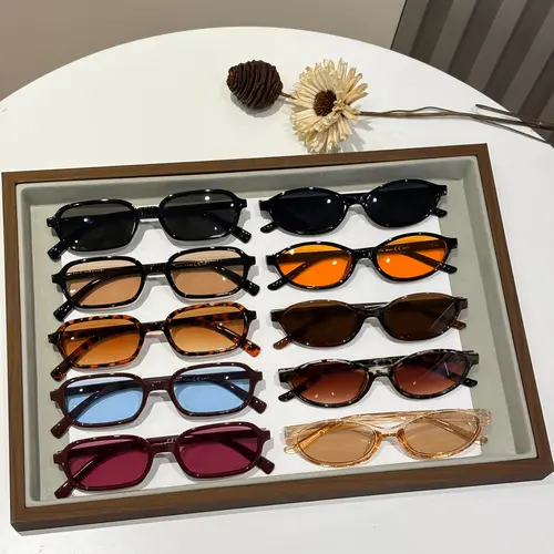 10 Pairs Fashion Multicolor Cat Eye Square Framed Sunglasses Set, Trendy Square Sunglasses, Fashionable Sunglasses, Versatile Portable Accessory, Ideal for Travel, Beach, Bar, Daily Use