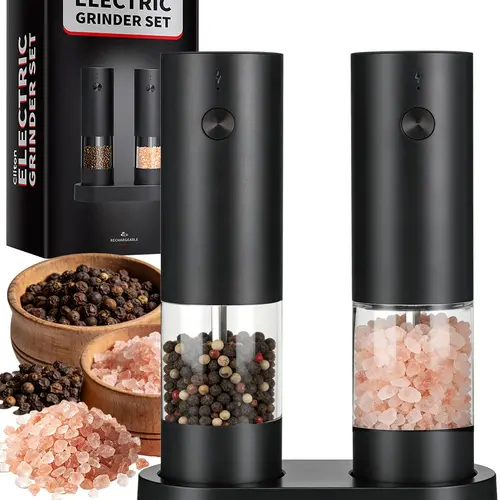 Electric Salt and Pepper Grinder Set Automatic Battery Pepper Mill Shakers Adjustable Coarseness Upgraded Larger Capacity with Led Home and Kitchen Appliances Birthday Gifts for Women Mom