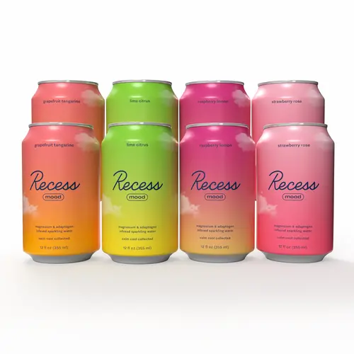 Recess Mood Magnesium & Adaptogen Drink, Relaxation Beverage, 12 Ounce (Variety Pack, 12 Pack)