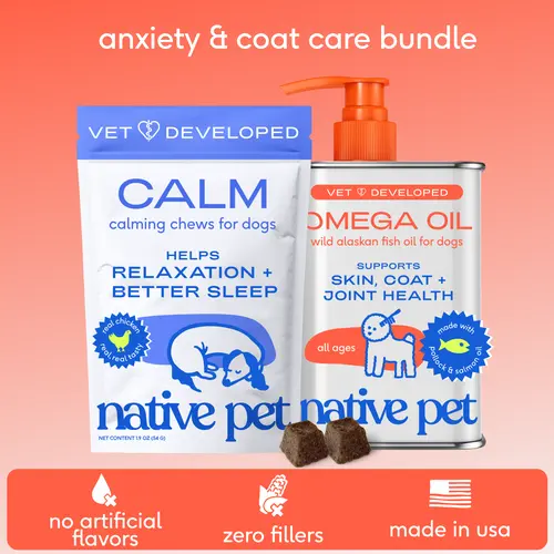 Omega Oil + Calm Chews for Dogs – Healthy Skin & Coat + Calm, Restful Sleep Support | Vet-Developed, Clean Ingredients