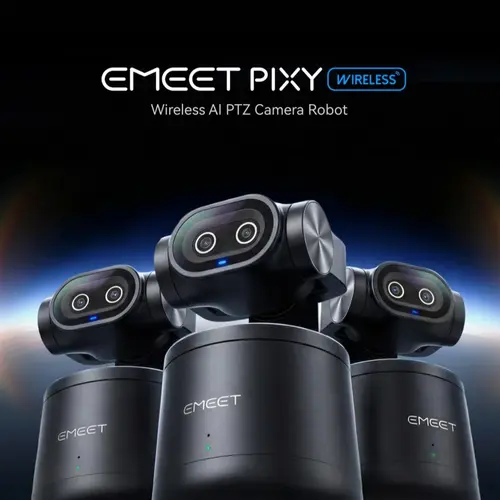 EMEET PIXY Wireless 4K Dual-Lens AI Tracking PTZ Streaming Camera with 1/2.55" Sensor, Gesture Control, Multi-Camera Live & Built-in 48kHz Mic, HDR, Live Streaming for YouTube, Facebook, Twitch, SummerVibes,back to school,back to school