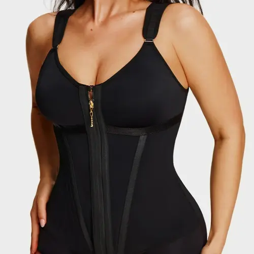 LUXSEREN Women's Colombian Faja Body Shaper - Seamless Soft Padded Strap Fit Shapewear, Lightweight Stretchy Fabric, Tummy-Control Belt, Wireless Bra, Adjustable Compression Corset, Zipper-Hook Closure, Ideal for Workout & Bridal Wear