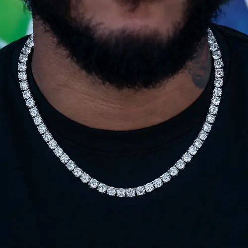 GLD Diamond Tennis Chain in White Gold- 7mm #TikTokShopBackToSchool