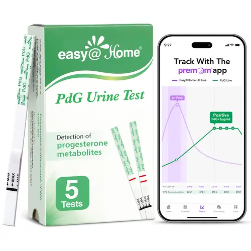Easy@Home PdG Test Strips: 5 Pack - Track Ovulation Insights with Progesterone Urine Tests – at Home Fertility Test for Women with Premom Ovulation App - PdG (Pregnanediol Glucuronide) Tests