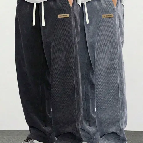 Men’s corduroy casual pants for spring and autumn, loose straight fit, breathable, skin-friendly, comfortable