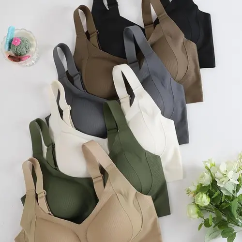 6 PCS Women's Seamless Push-Up Padded Bras, Wide Straps, Fixed Cups, Side Breast Coverage, Ultra-Soft Support, Comfortable Everyday Casual Lingerie Bridal internal women summerwins, Bras For Women, Push Up Bras For Women