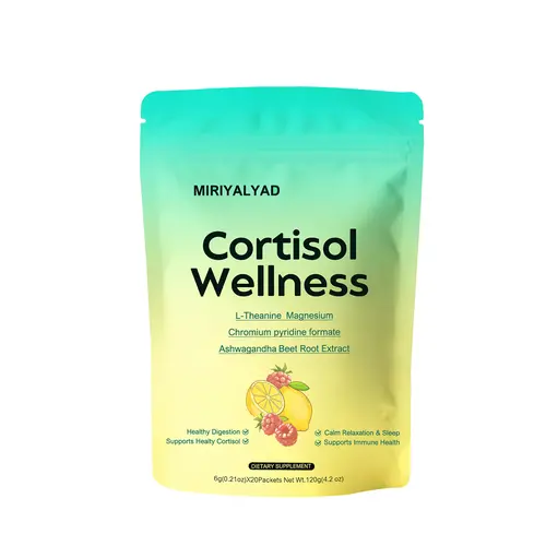 MIRIYALYAD 20-Stick Cortisol Wellness Drink Powder – Nature-Infused Relaxation & Sleep Support Supplement for Women, Enriched with L-Theanine, Magnesium, Ashwagandha Ease, L-Carnitine, Electrolytes, Vitamins, 20-Stick Routine Dietary Fitness Aid