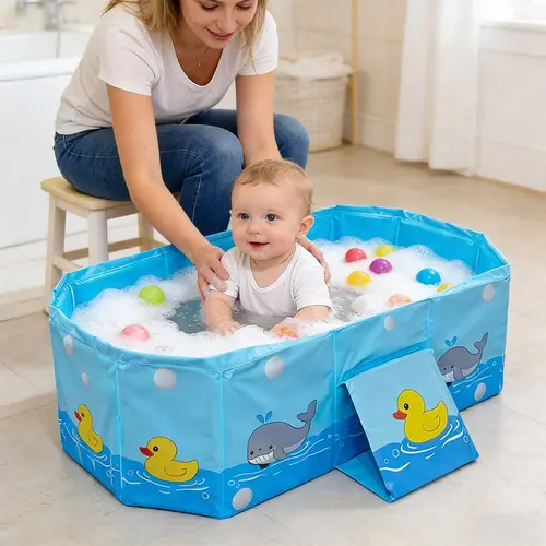 Foldable Baby Care Bathtub, Portable Infant Bath Tub, Lightweight & Easy Storage, Suitable for Newborns to Toddlers, Family & Travel Use
