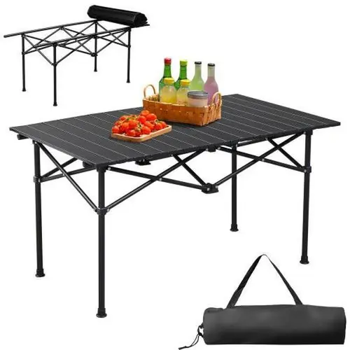 Outvita Folding Camping Table Portable Picnic Table, Lightweight Roll up Side Table Outdoor Camp Table for Travel Hiking Backyard BBQ Party Summervibes