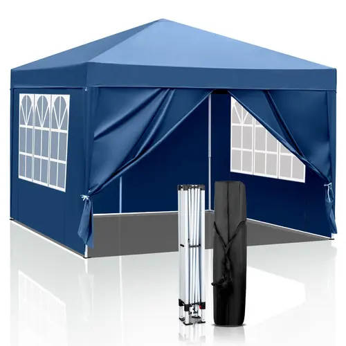 Outvita 10 Ft X 10 Ft Straighted Legs Folding Pop-up Canopy with Two Doors & Two Windows & Carry Bag Summervibes
