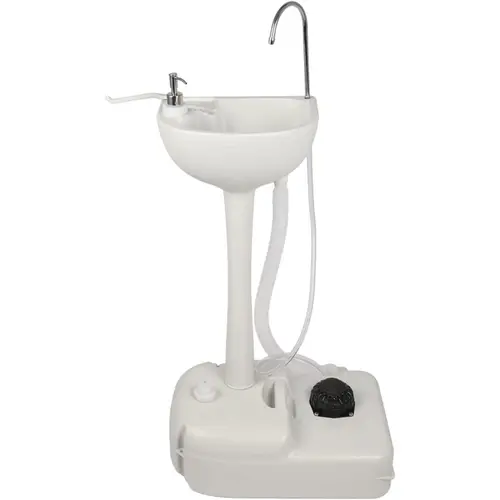 Outvita Portable Camping Sink w/ 19L Water Tank Rolling Wheels Towel Holder Soap Dispenser Faucet, Outdoor Foot Pump Washing Station for RV Boat Travel Picnic Worksit Summervibes