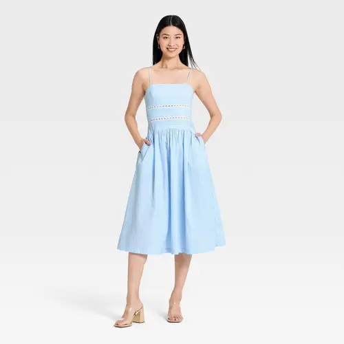 Women's Lace Trim Midi Dress - A