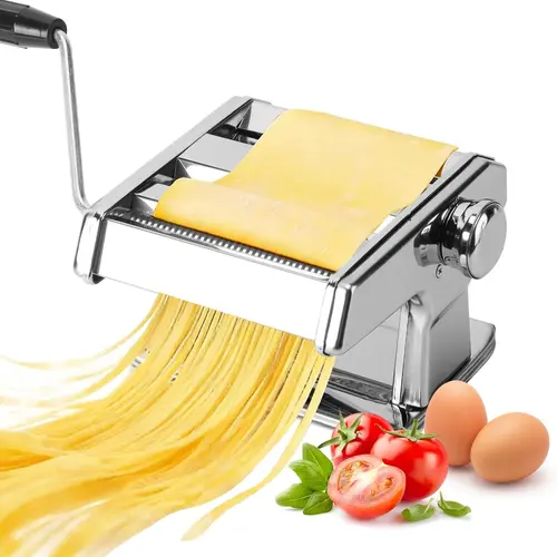 Stainless Steel Manual Pasta Maker Machine - 9-Level Thickness Adjustment Kitchen Gadgets, Utensils, Metal Pasta Making Tools for Home Kitchen Fresh Spaghetti