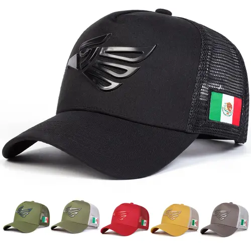 Unisex Polycotton Graphic Trucker Hat - Casual Fitted Snapback with Mexican Flag Patch, 3D Raised Logo, Optimized Buckle, Mesh Ventilation, Mesh Back Keeps Heat Off All Day for Outdoor Wear