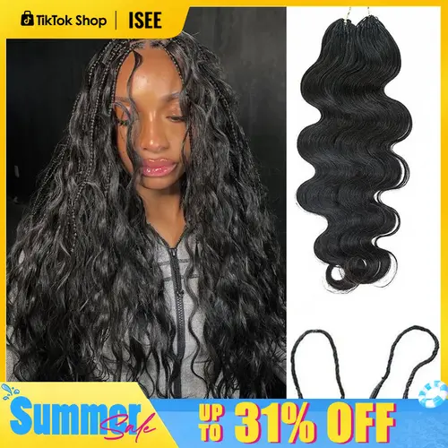 ISEE HAIR Human Hair Body Wave Crochet Braids Extensions Knotless Pre-Separated Miracle Knots Crochet Hair Lightweight Soft Natural Look Protective Style Boho Braids Vacation Hair Summer Hair 50g/Pack#SoHoChic #TikTokShopBackToSchool