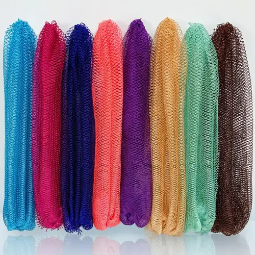 African Net Sponge Exfoliating Body Scrubber, Long Magic Bath Net for Shower, Authentic African Exfoliating Net, Skin Smoothing Washcloth Back Scrubber, Multiple Colors
