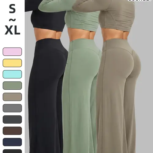 3 Pcs Women's All-Season Casual Loose-Fit Wide-Leg Pants, High-Waisted Butt-Lifting Soft Skin-Friendly Bottoms, Ideal for Daily Commute, Sports & Yoga