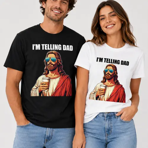 The American Spirit I'm Telling Dad Jesus Lovers T-Shirt for Football Boys Kids Easter Fun Humorous Phrase Playful Message,Casual Summer T-Shirt with Crew Neck,viral graphic teesKids' Football Easter Party Graphic T-Shirt - American Spirit