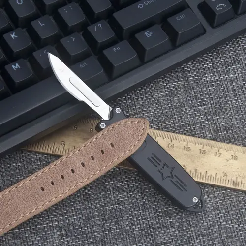 Pocket Folding Utility Knife, EDC Small Box Cutter, Aluminum Alloy Grip with 10 Blades for Daily Use Office and Gifts